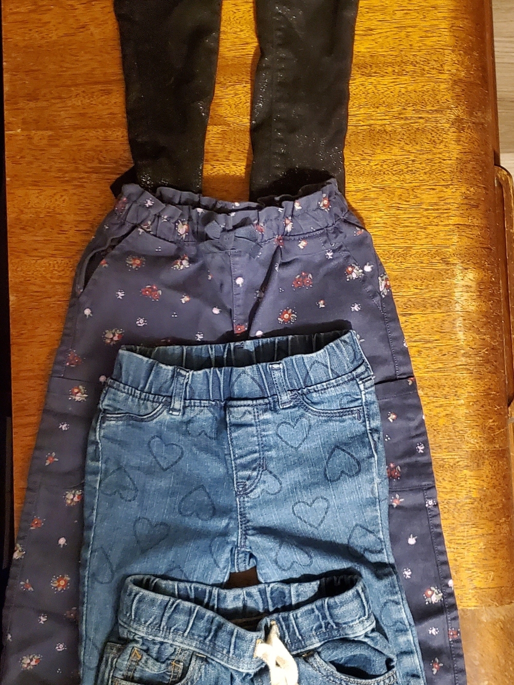 GAP, Old Navy, Garanimals, Floral, Denim Black Sparkle Pants 2t, 3t